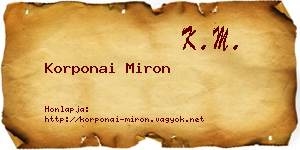 Korponai Miron névjegykártya